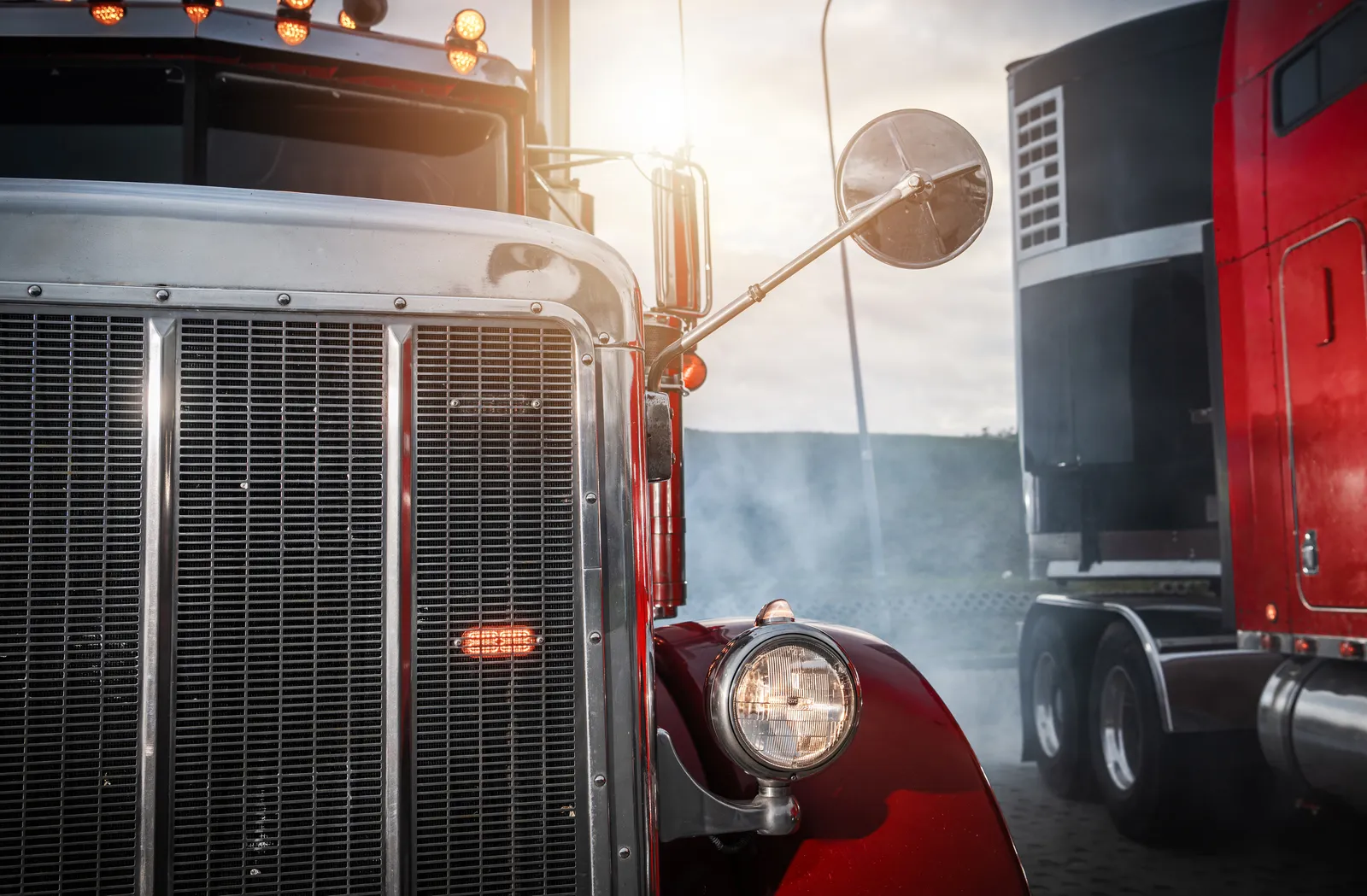 Front grille of a commercial semi truck, the business defendant in a Florida company vehicle injury claim